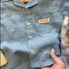 Conjunto de Camisa de Algodón y Lino de Manga Corta para Niños Conjunto de Dos Piezas con Shorts Rayados Ropa Casual de Verano para Bebé