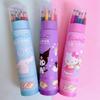 Lápis de Cor Sanrio Pet Fofo em um Barril com Apontador, Canetas de Desenho Estudantil Kuromi de Alto Valor, Canetas de Colorir, Lápis de Cor