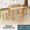 Mesa Dobrável de Madeira Maciça para Uso Doméstico, Mesa de Jantar para Apartamento Pequeno, Mesa de Jantar Quadrada, Mesa de Jantar Simples, Mesa Quadrada de Bambu para Estudo