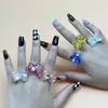 Anillo de Resina con Forma de Oso Estrella Transfronterizo Europeo y Americano Nueva Tendencia Ins Femenino Colorido Lindo Dulce Anillo de Corazón Girly