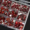 12 Diamantes para Nail Art de Formas Variadas Vermelhos Joias de Unha Diamantes Acrílicos Planos Inferiores Uso em Unhas Acessórios de Unha Decoração