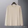 Camiseta de manga larga de algodón puro personalizada para hombre, cuello redondo, corte holgado, versátil, no transparente, adecuada para primavera y otoño, camiseta base de algodón con estampado