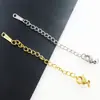 Cadena de extensión de acero inoxidable con baño de color dorado de 5 cm, cadena de cola con pieza de cola, marca de cola, accesorios para joyería DIY