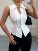 Comercio Exterior Transfronterizo Ropa de Mujer 2025 Verano Nuevo Estilo Europeo y Americano Camisa de Rayas sin Mangas Ajustada Camisa Cardigan Top