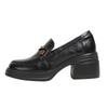 Sapatos de Couro de Sola Grossa Estilo Britânico Mocassins de Salto Alto Grosso Femininos 2025 Primavera Novo Outono Flor Sapatos Preguiçosos de Salto Alto