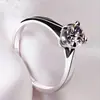 Anillo de Moda Geométrico Simple de Plata S925 con Circonita para Mujer, Anillo de Diamante de Cuatro Garras, Anillo de Compromiso Ajustable, Accesorio de Gama Alta al por Mayor