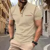 2024 Verão transfronteiriço europeu e americano masculino camisa polo manga curta masculina cor sólida lapela exterior moda confortável secagem rápida