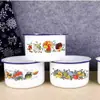 Tazón de Esmalte Antiguo para Fideos Instantáneos Cantina Dormitorio de Estudiantes Gran Capacidad con Tapa Espesado Nostálgico Taza para Comida Rápida Taza de Té de Hierro Esmalte