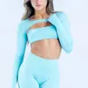 Dfyne Chal de Manga Larga Transfronterizo Ropa de Yoga Deportiva Secado Rápido Espalda Descubierta Top de Fitness Ropa Deportiva de Running y Entrenamiento para Mujeres