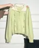Cardigan de Tricô Bordado Personalizado de Fábrica com Gola Estilo Doce Fresco Solto Outerwear Preguiçoso Sensação de Alto Padrão