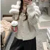 Cardigan de Tricô com Gola Marinha e Gola de Lã Estilo College Outono/Inverno 2025 para Mulheres, Casaco Suéter Solto Estilo Preguiçoso