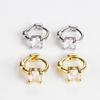 Exquisitos pendientes de circonita simples con diseño de nicho para mujer, con forma de oreja redonda y uña de hueso, elegantes pendientes coreanos tipo aro, joyería para las orejas.