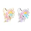 Novo broche de borboleta colorida com incrustação de diamante de cobre, corsage de luxo leve e elegante, pino de temperamento moderno e requintado, acessório feminino