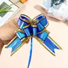 Novo Modelo 30 # Fio Multicor de Tamanho Médio com Laço Bordado a Ouro, Decoração de Flor Puxada à Mão, Filme Arco-Íris para Embrulho de Presente de Natal Flor Puxada.