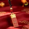 Tio Cobre Venda Quente Token de Cabeça de Besta Pixiu Chinês Placa Suspensa com Mantra de Luz Dourada Chaveiro de Carro Moedas dos Cinco Imperadores Ornamento de Cabacinha
