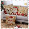 Funda de almohada navideña caqui, dibujos animados de Papá Noel, súper suave, impresa, para decoración de sofá del hogar en vacaciones, funda de almohada