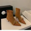 Botines Estilo Francés de Tacón Kitten Puntiagudos Delgados para Mujer, Novedad Otoño e Invierno 2026 Elegantes Botines de Tacón Alto