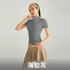 Jaqueta de Yoga de Alta Elasticidade Outono Justa para Corrida Fitness Esportes Top Manga Curta Feminino