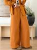 Traje de Primavera y Verano 2025 para Mujer Nuevo Solapa Camisa Holgada Pantalón de Nueve Cuartos Pantalón Color Puro Hilo de Algodón Doble Capa