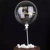 Balão de bolo de aniversário de vento puro com inserção de cartão transparente Balão de bolo de aniversário LOVE Adesivo redondo 5 polegadas