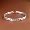 Rei Veado Dourado 999 Prata Esterlina Padrão Trançado Mantra de Seis Caracteres Nuvens Auspiciosas Estilo Chinês Pulseira de Prata Pura para Mulheres Estilo Simples Versátil