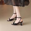 2025 Nuevo Estilo Estilo Dama Francesa Tacones Altos de Tacón Grueso Punta Cuadrada Lazo Sandalias de Punta Descubierta para Mujer para Usar en el Exterior