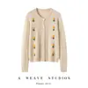 Suéter cardigan feminino de cashmere, design vintage, solto e aconchegante para outono e inverno, top de crochê macio e aconchegante