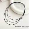 Collar Negro de Cuero Trenzado con Colgante Dorado para Mujer, Cordón de Cuero Pequeño con Colgante de Cadena para Hombre, Accesorios de Collar de Cordón de Cuero Encerado
