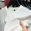 Camiseta Masculina de Seda de Gelo com Malha de Bambu Manga Curta Gola Redonda 2025 Nova Manga Meia-Manga Marca Tendência Masculina Camiseta Básica Verão Tops Masculinos