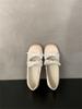 Zapatos planos de punta redonda con realce interior, satén azul suave y lazo de encaje para mujer, primavera 2025, zapatos de ballet Mary Jane