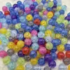 Cuentas Redondas Acrílicas Transparentes de 8-16mm con Efecto Crackle Burst para Manualidades DIY, Cuentas Florales de Colores, Cuentas de Grava Multicolor, Cuentas con Efecto Ice Crack Burst