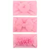 Nuevos Accesorios para el Cabello de Nailon Suave Donut/Lazo/Flor de Chifón Accesorios para Niños Set de Tres Diademas