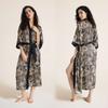 Pijama Feminino Plus Size com Manga 3/4, Brilhante em Cetim, Novo Estilo para Primavera e Outono, Roupão Leve, Roupa de Dormir de Manga Longa, Roupa para Casa