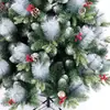 Árvore de Natal branca de PVC com ponta afiada, pinhas, flocagem simulada e efeito de neve, árvore de luz para decoração de Natal interna