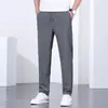 Pantalones de Hielo de Seda Anchos de Lujo para Hombre, Pantalones Casuales Finos de Verano, Pantalones Deportivos Rectos Sueltos para Hombre, Pantalones Frescos y de Secado Rápido