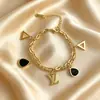 Pulsera de doble cadena de acero de titanio de moda transfronteriza europea y americana para mujer, simple y versátil, estilo ins, a la moda, lujo ligero, pulsera personalizada