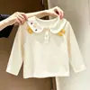 Conjunto de Otoño para Niñas: Camiseta Linda de Manga Larga con Cuello de Muñeca y Bordado de Adorable Dibujo de Pato, Top Polo 3D
