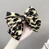 Pinza para el Cabello con Lazo Grande Estampado de Leopardo Transfronterizo Europeo y Americano Pinza de Resorte para el Cabello Semi-atado para Mujer Accesorios para el Cabello Pinza Completa de Diamante