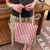 Bolso Cruzado de Hombro Casual con Rayas de Letras Estilo Coreano para Mujer, Bolso de Lona de Gran Capacidad, Bolso de Mano con Diseño de Nicho, Bolso Tote para Viajes Diarios