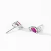 Brincos Stud Geométricos Vermelho Rosa Marquise em Prata Esterlina 925 para Mulheres, Design de Luxo Leve de Nicho, Nova Joia de Orelha Transfronteiriça