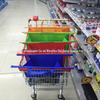 Sacola de compras com carrinho de supermercado europeu e americano, isolada, para manter a frescura, não tecida, dobrável, para pendurar no carrinho (malha), à vista
