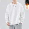 Envío RápidoSudadera con Cuello Redondo y Forro de Felpa para Hombre, Nueva Otoño/Invierno Ajuste Holgado Manga Larga Pulóver, Camiseta Básica Informal de Moda