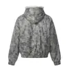 Chaqueta de algodón con capucha estilo punk tie-dye, desgastada, de pelo sintético de visón para hombre, invierno, marca Zuo Shan Diao, abrigo de algodón cálido y elegante