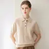 Kangsai Ni 100% Cachemira Moda Femenina Elegante Suéter de Cachemira con Cuello Polo Versátil Prendas de Punto Base