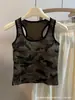 Top Colete Camuflado Americano Spice Girl Alça Roupas de Fora Femininas Sutiã Sem Marcação Slim-Fit Emagrecedor Doce Cool Colete com Costas em I