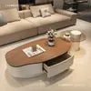Mesa de centro de madera maciza color nogal, estilo francés minimalista moderno de lujo ligero, para uso en sala de estar, estilo wabi-sabi minimalista de alta gama color crema