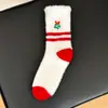 Calcetines Rellenos para Mujer, Calcetines Gruesos Cálidos de Otoño e Invierno a Media Pantorrilla, Calcetines Rojos de Año Nuevo de Invierno, Calcetines de Piso Bordados