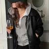 Chaqueta corta de cuero PU con cremallera estilo biker para mujer, nuevo estilo vintage de invierno 2026 para mujeres petite