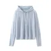 Verão Novo Roupa Feminina Estilo Japonês Casual Color Block Listrado Proteção Solar Saída de Praia Verão Fina Levemente Transparente Solta com Capuz Top