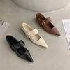 Zapatos Planos de Punta Retro Franceses de una Sola Capa para Mujer Verano 2024 Nuevos de Moda Ins Celebridad de Internet Zapatos de Piel con Hebilla